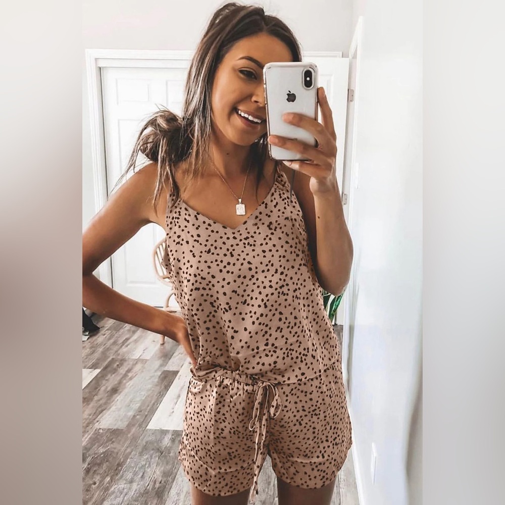Satin cami and shorts pajama set